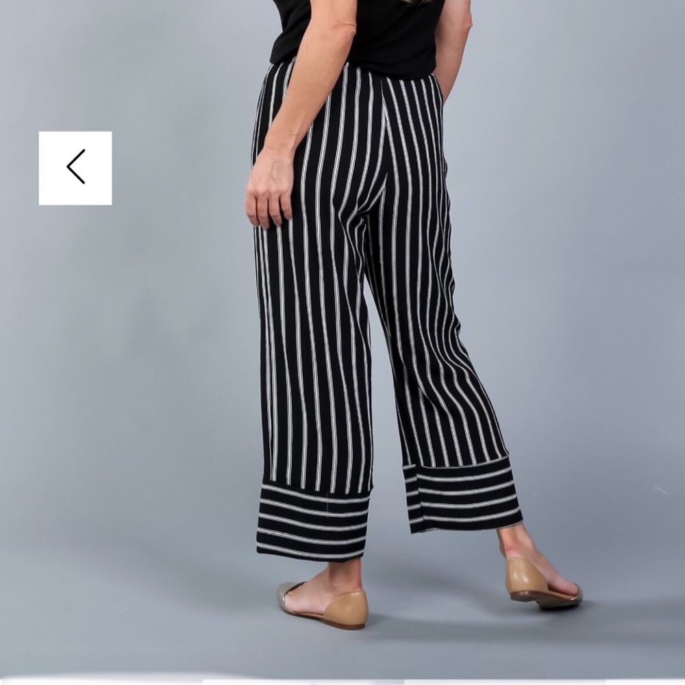 Striped Drawstring Culotte Pants - Picture 5 of 7